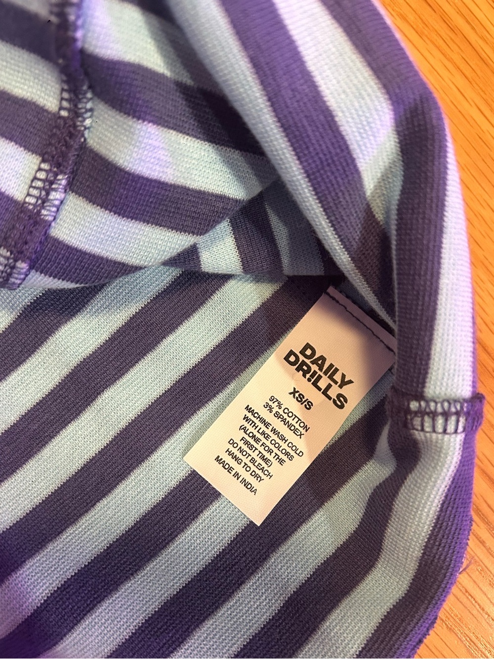 Daily Drills Striped Cotton Long Sleeve Malibu + Navy Blue Stripe Size XS/S NWT - Picture 5 of 7